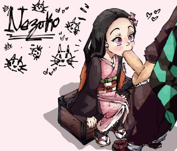 black_hair demon_slayer_uniform fellatio full_body incest japanese_clothes kamado_nezuko kamado_tanjirou kimetsu_no_yaiba kimono loli oral penis pink_eyes pink_kimono pussy sheisbrigitte sitting socks white_socks