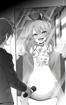 2boys :d age_comparison animal_ears before_feminization belt_collar blank_censor blazer bloom blush body_writing bra building censored city clothed_male_nude_male coat collar commentary convenient_censoring cupless_bra different_reflection drooling dual_persona exhibitionism fake_animal_ears feet_out_of_frame feminization flashing flashing_light flashlight furrowed_brow greyscale hair_ornament hair_over_shoulder heart heart-shaped_pupils heart_hair_ornament heart_pasties holding holding_flashlight horror_(theme) id_card indoors jacket juxtaposition lace lace-trimmed_thighhighs lace_trim legs_apart long_sleeves looking_at_another lower_teeth_only male_focus mars_symbol mars_symbol_earrings medium_hair mirror monochrome multiple_boys nanamatsu_kenji naughty_face navel night nude open_clothes open_coat open_mouth original outdoors pants parody pasties pervert phone_number piercing public_indecency puffy_male_chest pun rabbit_ears reflection reflection_focus saliva school_uniform short_hair small_sweatdrop smile straight-on sweat symbol-shaped_pupils teeth text_hair_ornament thighhighs tongue tongue_out tongue_piercing trap two_side_up underwear