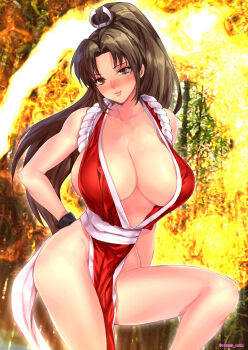 1girl breasts female_focus huge_breasts large_breasts looking_at_viewer oyaman oyaman_comic pale_skin shiranui_mai the_king_of_fighters