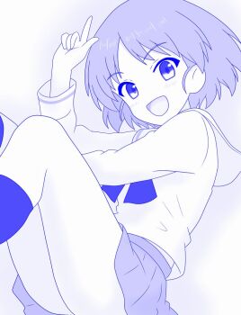 1girl ass blush girls_und_panzer looking_at_viewer monochrome ooarai_school_uniform open_mouth sakaguchi_karina school_uniform shira14 short_hair smile solo