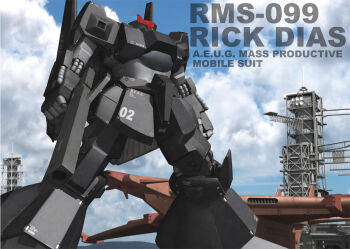 3d aeug aircraft bazooka_(gundam) building cable character_name cloud commentary_request english_text fake_screenshot gundam mecha mecha_focus mobile_suit rick_dias robot roundel science_fiction tomholy tower zeta_gundam zeta_gundam_define