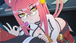 1boy 1girl :3 amplected anal animal_ears animated anus ass barefoot bent_over black_panties blazblue bracelet breasts candy cat_ears cat_girl cat_tail chair completely_nude continuous_ejaculation cum cum_in_ass cum_in_pussy cum_on_body cum_on_feet ejaculation fang feet fellatio food footjob glasses hair_ornament hetero indoors jacket jewelry kokonoe_(blazblue) lab_coat laboratory large_penis lollipop long_hair medium_breasts minteava moaning multiple_tails nipples nude oral panties pants penis pink_hair ponytail pussy ragna_the_bloodedge red_jacket red_pants reverse_suspended_congress saberwolf8 sex sex_from_behind sitting smug sound tagme tail tail_grab testicles two_tails underwear vaginal video voice_actor yellow_eyes