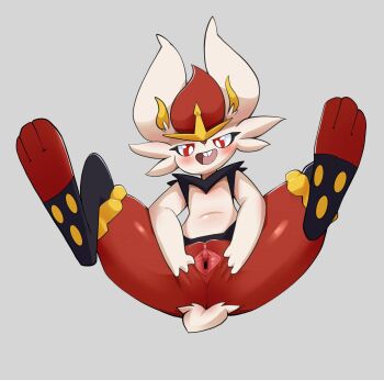 1girl bad_tag blush cinderace female female_cinderace female_focus furry gen_8_pokemon highres kanto05 looking_at_viewer nintendo nude open_mouth pokemon pokemon_(creature) pussy rabbit solo spread_legs vaginal