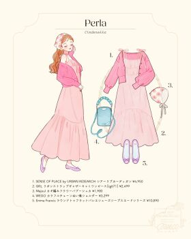 1girl animification cinderella_(disney_movie) closed_mouth happy highres humanization lips long_hair long_sleeves looking_at_viewer meecosme orange_hair perla_(cinderella) shirt shoes simple_background skirt smile solo