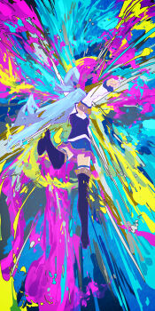 1girl absurdres aqua_(konosuba) bare_shoulders blue_hair blue_skirt boots commentary_request from_behind hair_ornament highres kono_subarashii_sekai_ni_shukufuku_wo! long_hair shiloroshi skirt solo