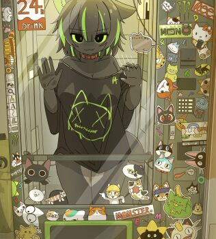 :3 black_cat cat character_request copyright_request crossover fang garfield garfield_(character) genba_neko_(character) green_eyes gumball_watterson hello_kitty hello_kitty_(character) highres looking_at_viewer microsoft_paint_(software) mike_no_hito multicolored_hair multiple_crossover off_shoulder original pusheen_the_cat pusheen_the_cat_(series) sanrio shigoto_neko sticker the_amazing_world_of_gumball tom_(tom_and_jerry) tom_and_jerry tonari_no_totoro too_many_stickers yamato_transport