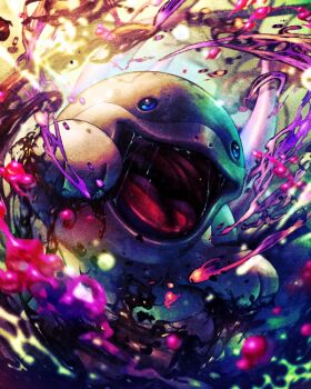 Rule 34 | 8686island, blue eyes, clodsire, commentary request, looking at viewer, nintendo, no humans, open mouth, poison, pokemon, pokemon (creature), pokemon focus, smile, solo, spines, variant set