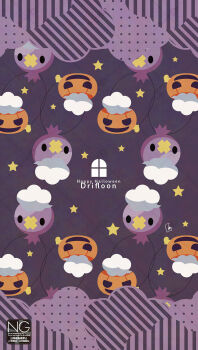 balloon drifloon gen_4_pokemon ghost halloween halloween_bucket highres holding meme_(sleepsheep) nintendo no_humans pokemon pokemon_(creature) pokemon_focus pumpkin star_(symbol) upside-down