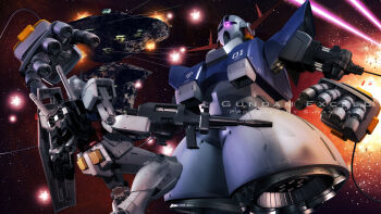 3d a_baoa_qu artist_name asteroid battle beam_cannon beam_rifle cable commentary_request duel energy_beam energy_gun english_text explosion fake_screenshot finger_cannon glowing glowing_eye gundam highres machinery mecha mecha_focus mobile_suit mobile_suit_gundam no_humans one-eyed purple_eyes realistic robot rx-78-2_gundam s.hasegawa science_fiction signature size_difference space thrusters watermark weapon zeong zero_gravity
