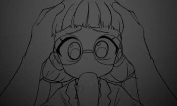 1boy 1girl animated animated_png blunt_bangs bow bowtie cum cum_in_mouth fellatio glasses hands_on_another's_head hetero idol_time_pripara irrumatio koda_michiru loli looping_animation monochrome open_mouth oral penis pirate_seal pov pretty_series pripara round_eyewear saliva tagme tongue tongue_out twintails