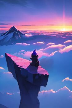 fantasy montain purple_sky sky solo wallpaper