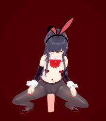 3d animated lowres mieruko-chan nail_polish pantyhose playboy_bunny red_background tagme video yellow_eyes