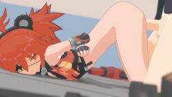 1boy 1girl 3d animal_ears animated annoyed antenna_hair arms_behind_back bare_shoulders bdsm bear_ears black_gloves black_shirt bondage bottomless bound clenched_teeth cropped_shirt eyebrows eyelashes eyepatch fake_animal_ears feet_out_of_frame fingerless_gloves from_side gloves hetero highres indoors koleda_belobog lechery_amore_(voice_actor) loli looking_at_another looking_back medium_hair mihoyo opennsfwsp orange_eyes penis rape red_hair red_shirt rouge_nine sex sex_from_behind sharp_teeth shirt sleeveless sleeveless_shirt solo_focus sound tagme teeth third-party_edit top-down_bottom-up topless_female twintails two-tone_shirt uncensored video zenless_zone_zero