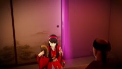 1girl 3boys 3d amagi_yukiko amateurthrowaway animated ass ayyteethreedee black_eyes black_hair breast_press breasts briefcase closed_eyes clothed_sex dark-skinned_male dark_skin doggystyle double_penetration fellatio folding_fan grabbing_another&#039;s_ass groping hairband hand_fan hand_on_another&#039;s_ass highres huge_testicles interracial japanese_clothes kimono large_penis long_hair looking_at_viewer lying medium_breasts money multiple_boys nipples on_person oral penis persona persona_4 prostitution sex sex_from_behind smile sound spitroast testicles triple_penetration uncensored vaginal video