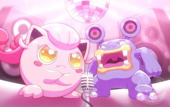 Rule 34 | :<, blurry, blurry background, blush, blush stickers, cable, closed mouth, commentary request, crossed arms, disco ball, fang, full body, gen 3 pokemon, loudred, microphone, microphone stand, monaka (hc pkmn), nintendo, no humans, nostrils, open mouth, pokemon, pokemon (creature), pokemon focus, scream tail, speaker, teeth, uvula, watermark, yellow eyes