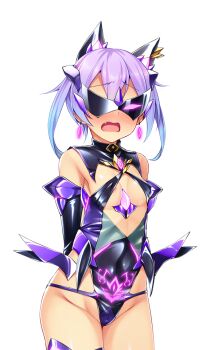 1girl animal_ears arms_behind_back bare_shoulders blue_hair blush breasts corruption covered_erect_nipples covered_navel cowboy_shot dark_persona earrings elbow_gloves evil_aqua eye_mask fang fujii_natsumi_(ysphere) game_cg gem gloves glowing gradient_hair highleg highleg_leotard jewelry large_variant_set leotard mask mind_control multicolored_hair non-web_source nose_blush official_art open_mouth pubic_tattoo purple_hair satou_kuuki shiny_clothes short_hair simple_background small_breasts solo soukou_seiki_ysphere standing sunglasses tattoo thighhighs transparent_background twintails variant_set