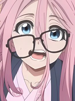 1girl blue_eyes dead_account glasses haijima_hiyori pink_hair
