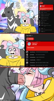 1boy 1girl 3koma absurdres animal_penis artist_name bestiality black_jacket blue_hair blurry blurry_background blush closed_eyes collar comic constricted_pupils dankodeadzone deepthroat english_text eyebrows eyelashes fellatio from_side gen_5_pokemon grey_collar hands_up hetero highres horse_penis huge_penis iono_(pokemon) jacket kusogaki light_blue_hair livestream long_hair long_image long_sleeves looking_down looking_to_the_side multicolored_hair nervous nervous_sweating nintendo off-shoulder_jacket off_shoulder open_mouth oral patreon_username penis petite pink_hair pokemon pokemon_sv pokephilia portrait profile purple_eyes saliva scared sequential sharp_teeth sleeves_past_fingers sleeves_past_wrists smile smug split-color_hair surprised sweat teeth testicles third-party_edit throat_bulge two-tone_hair uncensored upper_body upper_teeth_only wavy_hair yellow_jacket zebstrika