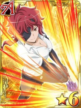 1girl breasts dungeon_ni_deai_wo_motomeru_no_wa_machigatteiru_darou_ka eyepatch hephaistos_(danmachi) large_breasts official_art red_hair smile source_request