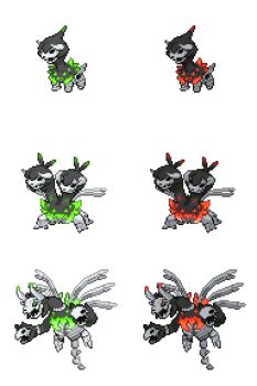 alternate_color alternate_design alternate_shiny_pokemon black_fur catchneko22 colored_skin colored_tips deino_(pokemon) demon_horns evolutionary_line fakemon gen_5_pokemon green_eyes grey_skin horns hydreigon multicolored_hair multiple_heads multiple_wings nintendo original pokemon pokemon_(creature) pokemon_focus red_eyes shiny_pokemon side-by-side skeleton sprite sprite_art undead white_background wings zweilous