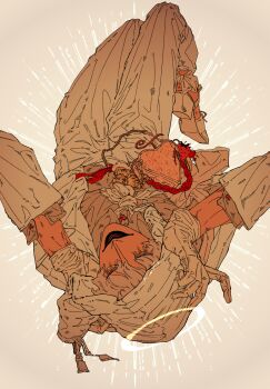 1boy absurdres aura blonde_hair colored_teeth commentary_request devil_fruit donquixote_rocinante facepaint formal_clothes gloves heart-shaped_bag high_heels highres jurokutya lipstick makeup male_focus one_piece red_teeth simple_background solo suit upside-down white_gloves white_suit white_theme