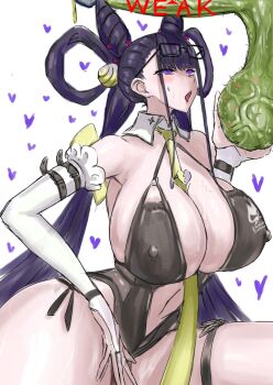1girl breasts etekou fate/grand_order fate_(series) green_penis huge_breasts long_hair murasaki_shikibu_(fate) penis