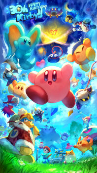 absurdres adeleine anniversary awoofy bandana_waddle_dee bug bun_(kirby) butterfly car character_request chef_kawasaki chuchu_(kirby) code_cube_(kirby) coo_(kirby) dark_matter_(kirby) dark_meta_knight daroach dimension_mirror dragoon_(kirby) easel elfilin energy_sphere_(kirby) english_text escargon everyone flamberge_(kirby) francisca_(kirby) fumu_(kirby) gooey_(kirby) grass hat heart highres hyness insect jumping kine_(kirby) king_dedede kirby kirby&#039;s_adventure kirby&#039;s_dream_land kirby&#039;s_dream_land_2 kirby&#039;s_dream_land_3 kirby&#039;s_return_to_dream_land kirby:_planet_robobot kirby:_right_back_at_ya! kirby_star_allies kirby:_triple_deluxe kirby_(series) kirby_64 kirby_air_ride kirby_&amp;_the_amazing_mirror kirby_and_the_forgotten_land kirby:_squeak_squad kirby_super_star kracko magolor marx_(kirby) meta_knight motor_vehicle nago_(kirby) nightmare_(kirby) nintendo painting_(action) pitch_(kirby) rayman_limbs ribbon_(kirby) rick_(kirby) robobot_armor shiburingaru spoilers star_(sky) sun_stone_(kirby) susie_(kirby) taranza tearing_up void_termina waddle_doo whispy_woods wings zan_partizanne zero_(kirby)