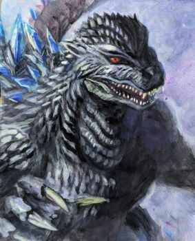g.n.a giant giant_monster godzilla godzilla_(galaxy_odyssey) godzilla_(series) godzilla_galaxy_odyssey jaw kaiju long_tail monster no_humans open_mouth orange_eyes sharp_teeth spines tail teeth toho