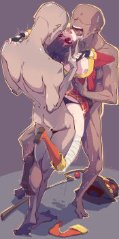 1girl 2boys absurdres anal artist_name ass bandages boots bound breasts clothed_female_nude_male clothed_sex cum cum_in_ass double_penetration group_sex hat highres imazawa knee-high_boots kono_subarashii_sekai_ni_shukufuku_wo! licking loli looking_at_another megumin mmf_threesome multiple_boys multiple_penetration nude panties pantyhose pussy_juice rape red_eyes reverse_suspended_congress sex sex_from_behind short_hair simple_background small_breasts sock socks standing_double_penetration suspended_congress tears threesome tongue tongue_out uncensored underwear undressing vaginal witch witch_hat