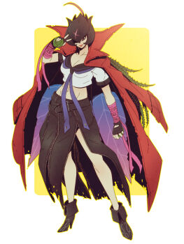 Rule 34 | 1girl, bancholilimon, banchou, coat, coat on shoulders, delinquent, digimon, nail polish, scar, v, yo-yo