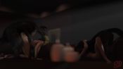 2girls 3d animated bestiality black_hair blonde_hair bouncing_breasts breasts couch dead_or_alive dog doggystyle group_sex helena_douglas indoors missionary multiple_girls nipples nude on_couch orgy sex sex_from_behind sound sumthindifrnt video
