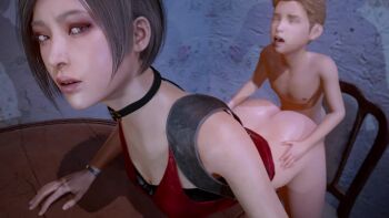 1boy 1girl 3d ada_wong age_difference animated asian ass bent_over black_choker black_hair breasts brown_eyes capcom choker clothes_lift dress dress_lift eyelashes eyeshadow from_side harness hetero lips looking_at_another looking_back looping_animation makeup medium_breasts nose onee-shota open_mouth red_dress red_eyeshadow resident_evil resident_evil_2 short_hair shota size_difference sleeveless sleeveless_dress solo_focus sound standing table tagme video yellowbea