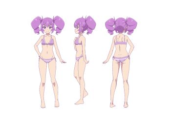 1girl ass bikini butt_crack official_art otachan otachanshow purple_eyes purple_hair side-tie_bikini_bottom source_request swimsuit the_otachan_show