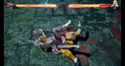 1boy 1girl 3d absurdres animated blonde_hair boots breasts cunt_punt emilie_de_rochefort eyeshadow fingerless_gloves flower_print frilled_skirt frilled_sleeves frills game gloves groin_attack high_heel_boots high_heels highres hime_cut makeup marshall_law medium_breasts moaning namco no_shirt pain panties panties_under_pantyhose pantyhose punching ryona screencap skirt sound tekken tekken_8 underwear video video_game