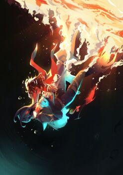 2boys absurdres akechi_gorou belt belt_buckle black_mask black_mask_(persona_5) brown_belt buckle cape coat commentary crow_(persona_5) dual_persona english_commentary epaulettes hand_on_another's_arm hands_on_another's_neck highres long_sleeves male_focus mask multiple_boys oversaltedcat persona persona_5 red_cape red_mask thigh_belt thigh_strap white_coat