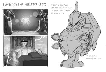 Rule 34 | 1boy, censored, censored identity, reference sheet, cockpit, commentary, electricity, english commentary, english text, glowing, gundam, gundam 08th ms team, highres, mecha, mecha focus, monitor, open hatch, original, robot, scene reference, science fiction, seatbelt, shiro amada, shirt, smoke, t-shirt, torso, zen (jirakun)