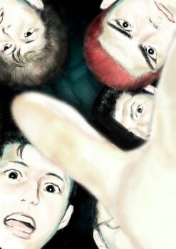 Rule 34 | 5boys, black hair, blonde hair, buzz cut, close-up, facial hair, from below, glasses, hair slicked back, highres, k05062688, looking at viewer, male focus, mito youhei, multiple boys, mustache, noma chuuichirou, ookusu yuuji, pompadour, red hair, sakuragi hanamichi, short hair, slam dunk (series), takamiya nozomi, very short hair