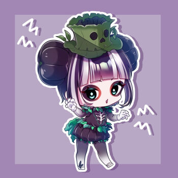 1girl aoiyuuna_811 black_hair bow character_request disneyland dress gloves halloween_costume hat long_hair long_sleeves looking_at_viewer makeup orange_eyes simple_background smile solo