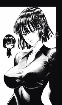 1girl breasts fubuki_(one-punch_man) large_breasts mostlybluewyatt one-punch_man smile solo