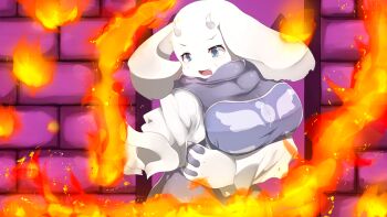 artist_request blue_eyes fire furry goat magic toriel undertale utdr_(toby_fox)