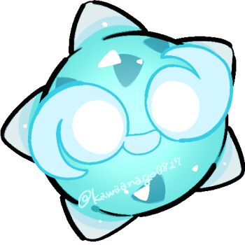 chibi chibi_only commentary_request full_body gen_7_pokemon kawaanago lowres minior minior_(blue_core) minior_(core) nintendo no_humans pokemon pokemon_(creature) pokemon_focus smile solo transparent_background twitter_username