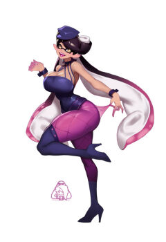 1girl alternate_costume breasts callie_(splatoon) large_breasts little_blood solo splatoon_(series) splatoon_1 tentacle_hair twintails