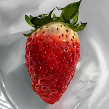 commentary_request food fruit fruit_focus highres making-of_available no_humans original photorealistic realistic strawberry yasuta_kaii32i