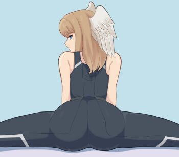 1girl ass ass_focus djames eunie_(xenoblade) flexible highres looking_at_viewer looking_back solo solo_focus split xenoblade_chronicles_(series)