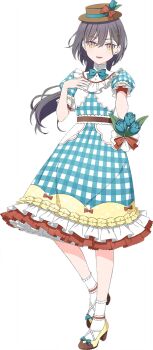 1girl :d blue_bow blue_bowtie blue_dress blue_flower blue_tulip bow bowtie brown_hat dress flower footwear_bow frilled_dress frills game_cg gigo gingham_dress hair_ornament hat hat_bow hat_flower jellyfish_cut katsuragi_izumi link!_like!_love_live! long_hair looking_at_viewer love_live! medium_dress non-web_source official_alternate_costume official_art open_mouth orange_bow orange_eyes puffy_short_sleeves puffy_sleeves shoes short_sleeves simple_background slit_pupils smile socks solo transparent_background triangle_hair_ornament tulip virtual_youtuber white_socks yellow_shoes