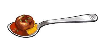 artist_request curry curry_rice food food_focus game_cg garnish hamburger_steak nintendo no_humans official_art pokemon pokemon_swsh rice spoon third-party_source transparent_background