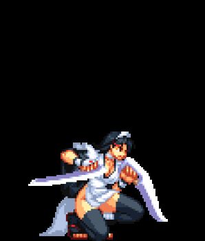 animated animated_gif bouncing_breasts breasts butterfly_swords cleavage dual_wielding fighting fingerless_gloves gloves hip_focus holding iroha_(samurai_spirits) japanese_clothes large_breasts lowres maid maid_headdress samurai_spirits sandals short_hair slashing thick_thighs thighhighs thighs weapon wide_sleeves zouri