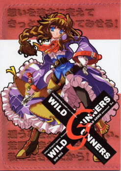 00s 1girl 2002 boots braid brown_hair copyright_name dress female_focus gun hairband handgun long_hair purple_dress red_hairband revolver single_braid solo uguisu_kagura virginia_maxwell weapon wild_arms wild_arms_3