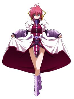 Rule 34 | 1girl, absurdres, ahoge, arm guards, armored boots, blue eyes, bob cut, boots, braid, breasts, closed mouth, clothes lift, commentary request, commission, cropped jacket, crown braid, curtsey, dress, dress lift, fingerless gloves, full body, gloves, hair between eyes, hair ribbon, high ponytail, highres, large breasts, long hair, long sleeves, looking at viewer, lyrical nanoha, mahou shoujo lyrical nanoha, mahou shoujo lyrical nanoha a's, mind control, oshimaru026, pink hair, pixiv commission, ponytail, puffy short sleeves, puffy sleeves, ribbon, short sleeves, signum, simple background, solo, tachi-e, variant set, white background, yellow ribbon