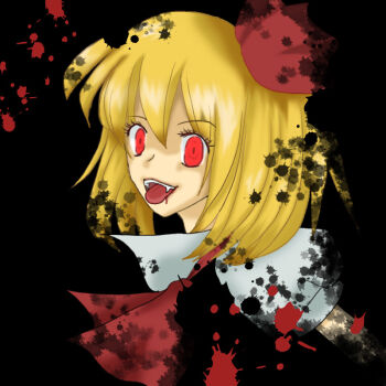 ascot black_vest blonde_hair darkness hair_ribbon is_that_so obahana5616 outstretched_arms red_ascot red_eyes red_ribbon ribbon rumia short_hair skirt skirt_set spread_arms touhou vest